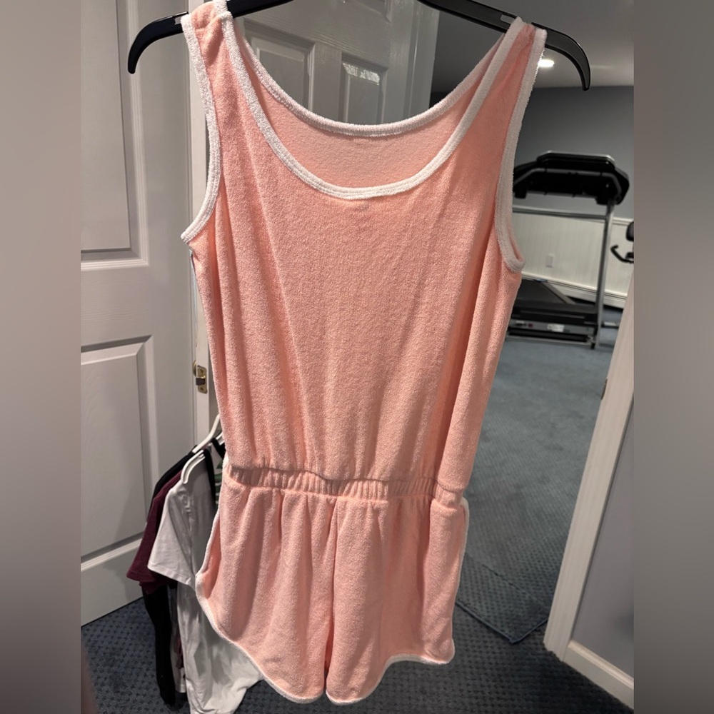 Pink Sleeveless Terry Cloth Romper